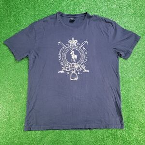 Polo Ralph Lauren Men's Short Sleeve T Shirt Size Large Blue White 100% Cotton